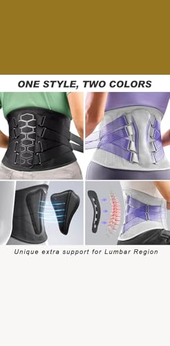 Back Brace for Lower Back Pain Relief - Medical Grade 8-Strap Lumbar Support Belt with Steel Stays - Adjustable Back Belt Support for Men and Women (L)