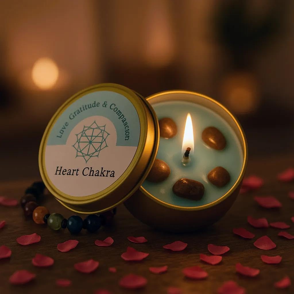Chakra Candles Gift Set for Women and Men. with 7 Chakra Healing Crystal Bracelet – Aromatherapy Candles for Meditation, Yoga, Stress Relief & Spiritual Balance – Made with Natural Soy Wax