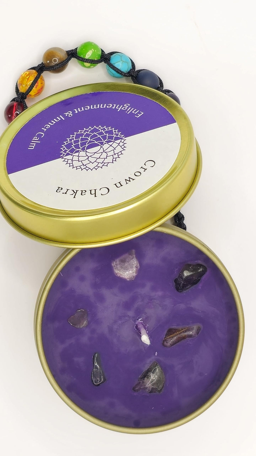 Chakra Candles Gift Set for Women and Men. with 7 Chakra Healing Crystal Bracelet – Aromatherapy Candles for Meditation, Yoga, Stress Relief & Spiritual Balance – Made with Natural Soy Wax